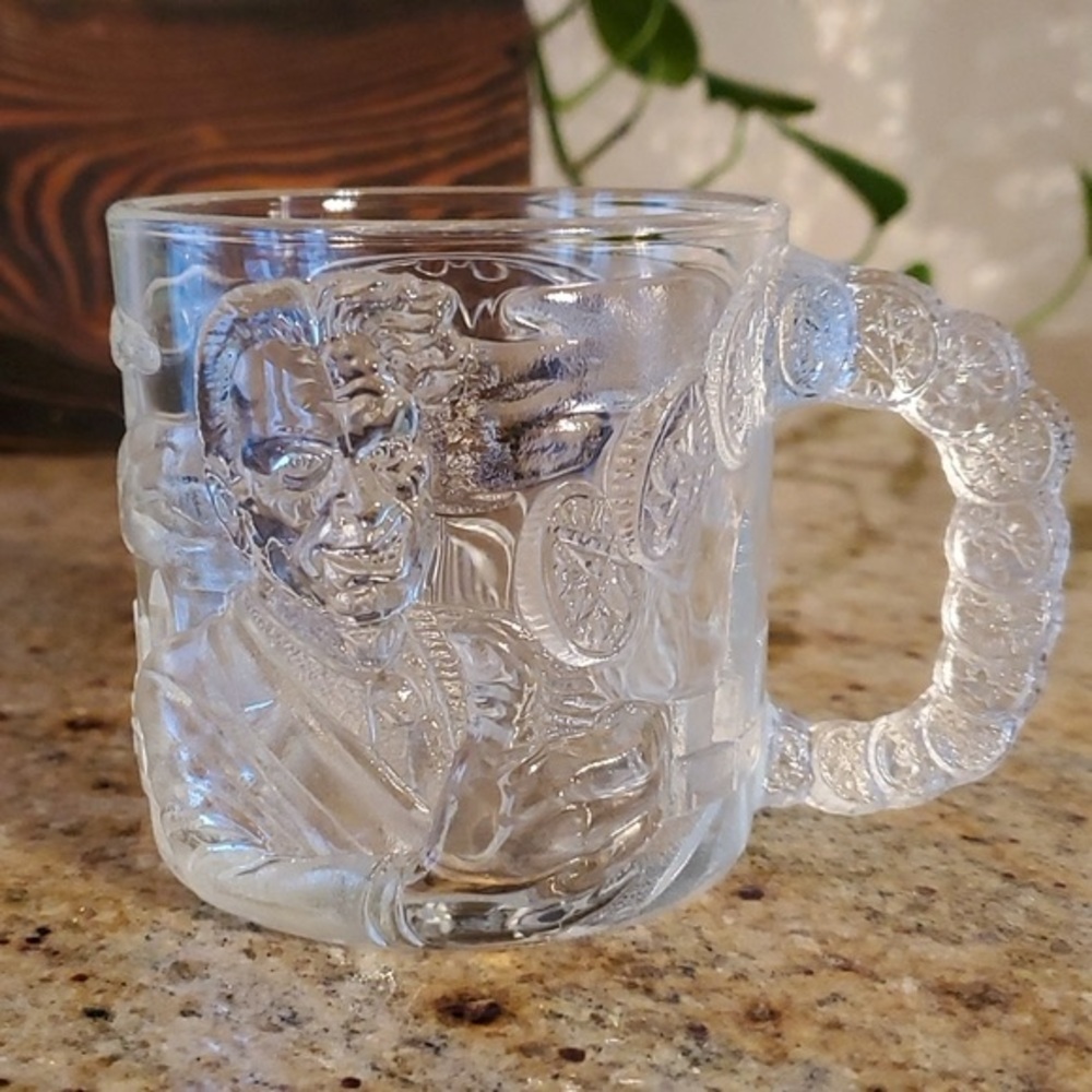 vintage Batman embossed glass mug